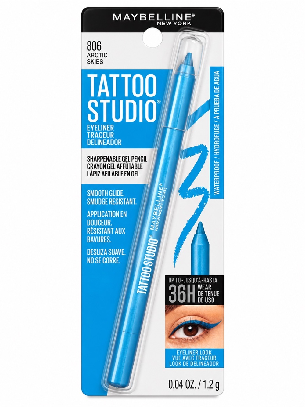 Maybelline Tattoo Studio Gel Eyeliner Pencil Waterproof Arctic Skies Blue